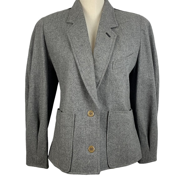 Vintage 1970s/80s Gucci 100% Wool Blazer and Skirt Suit Set Gray Size 46 - Picture 2 of 16